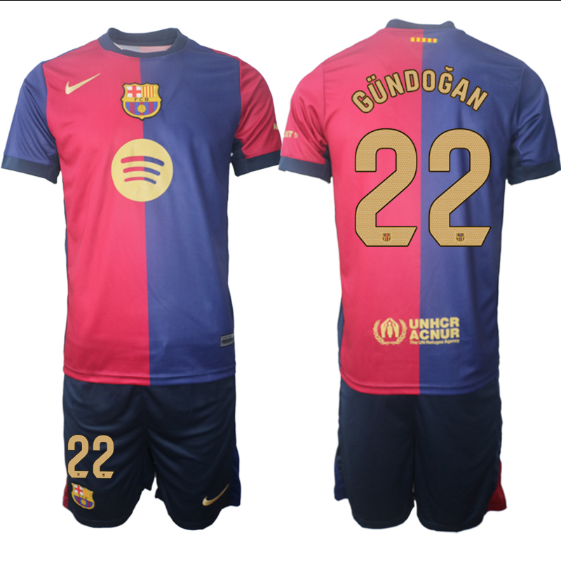 Men 2024-2025 Club Barcelona home Red blue #22 Soccer Jersey